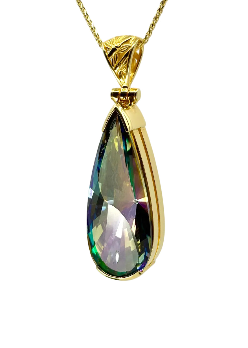 Large Luminous Heart Mystic Quartz Fine Vibrational Gemstone Pendant