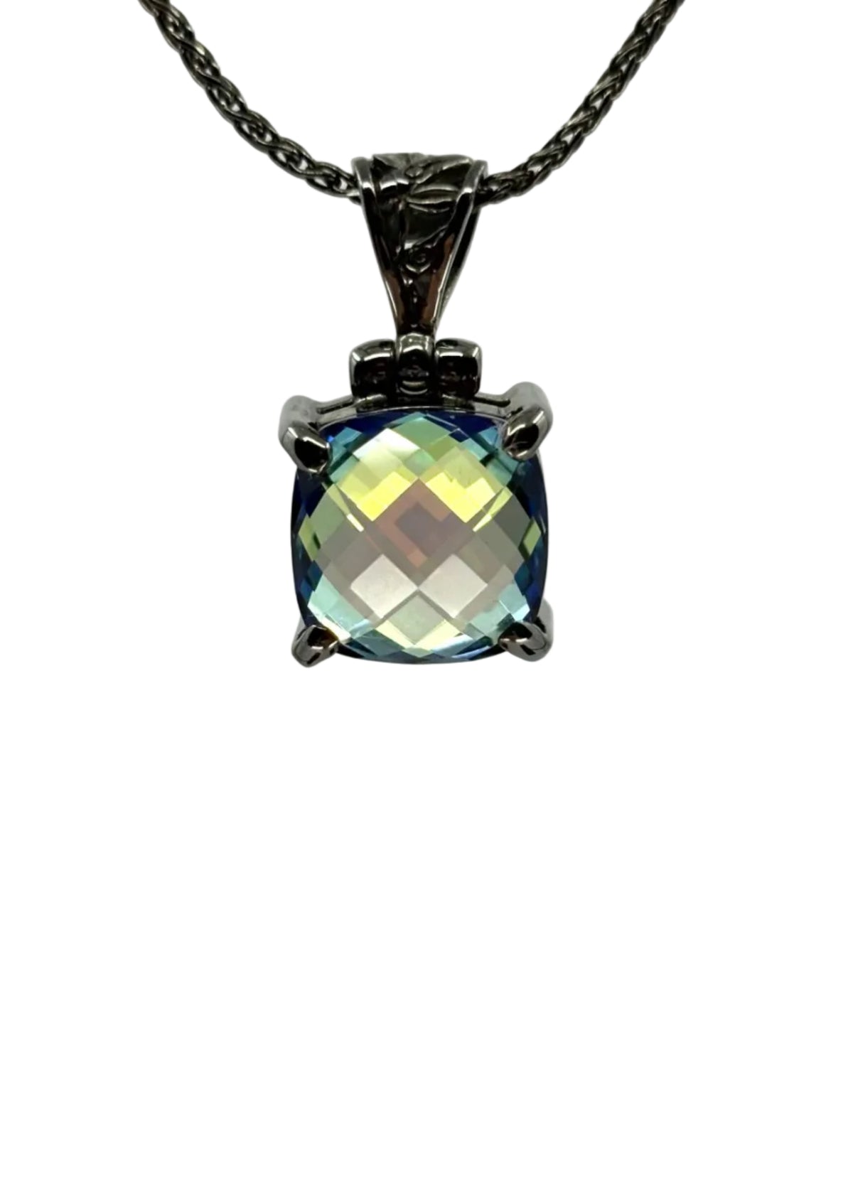 Luminous Heart Mystic Quartz, Fine Vibrational Gemstone Pendant