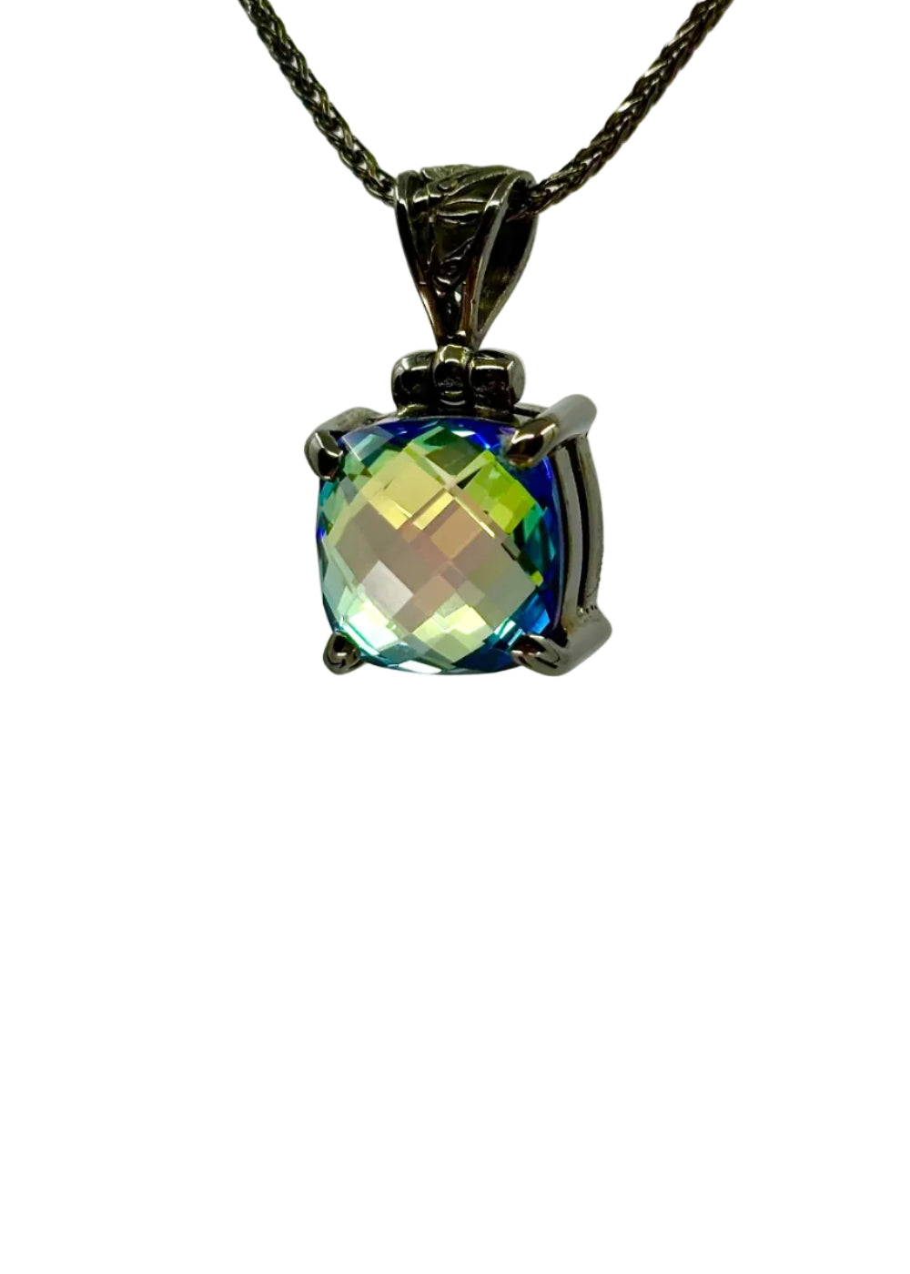 Luminous Heart Mystic Quartz, Fine Vibrational Gemstone Pendant