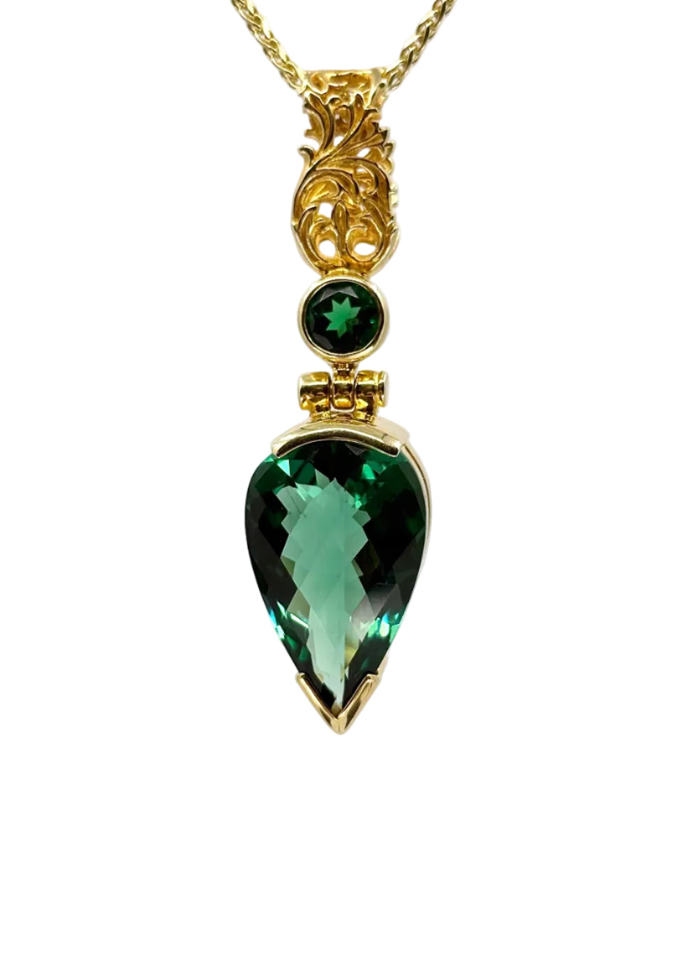 Green Hydro Quartz + Biron Emerald Vibrational Gemstone Pendant