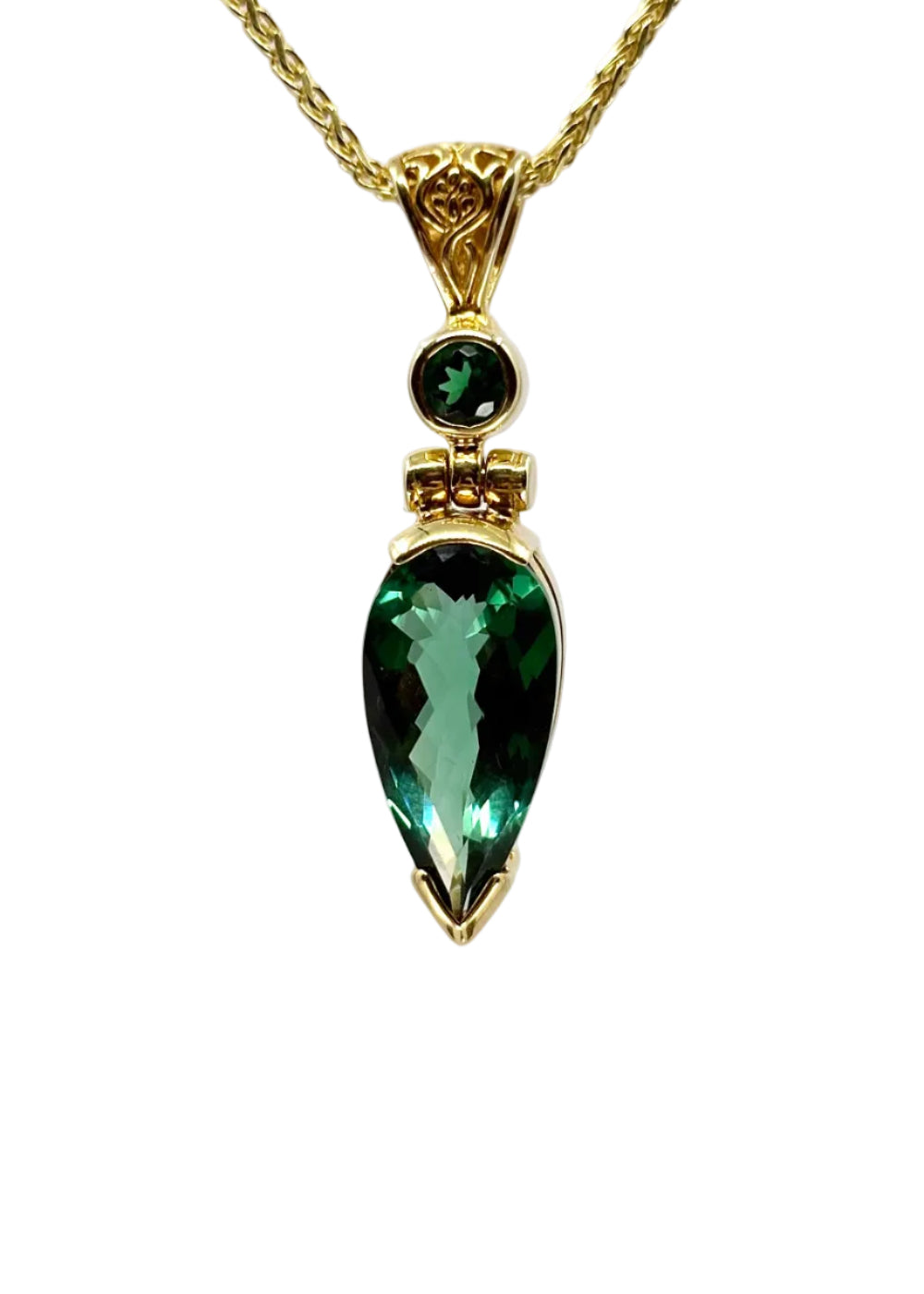 Green Hydro Quartz + Biron Emerald Vibrational Gemstone Pendant