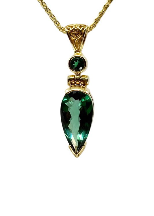 Green Hydro Quartz + Biron Emerald Vibrational Gemstone Pendant