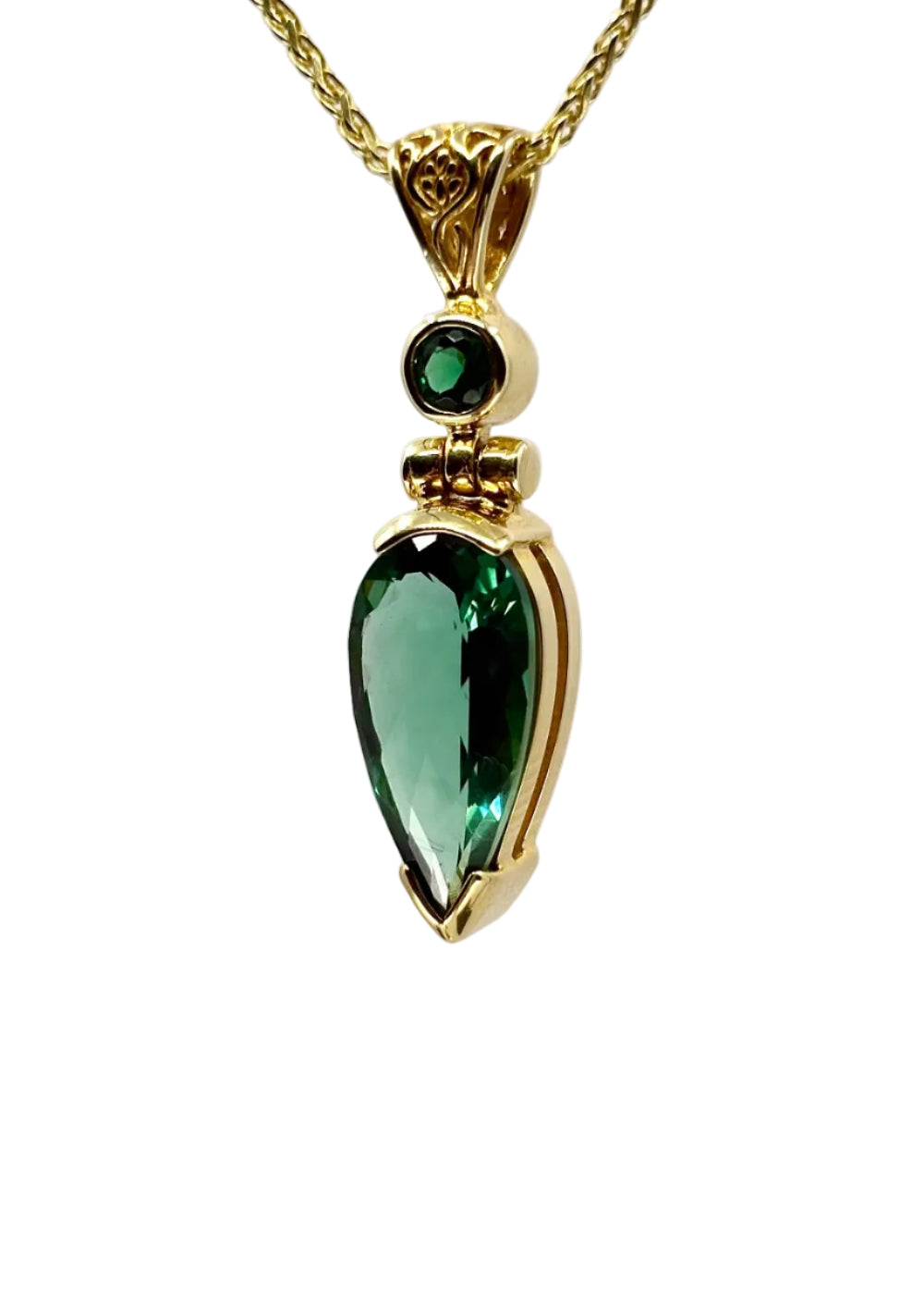 Green Hydro Quartz + Biron Emerald Vibrational Gemstone Pendant