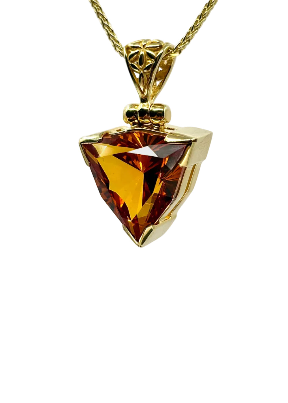Cognac Sapphire Vibrational Gemstone Pendant