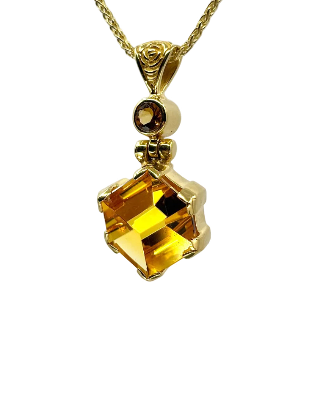 Golden Hydro Quartz Portal + Citrine Fine Vibrational Gemstone Pendant