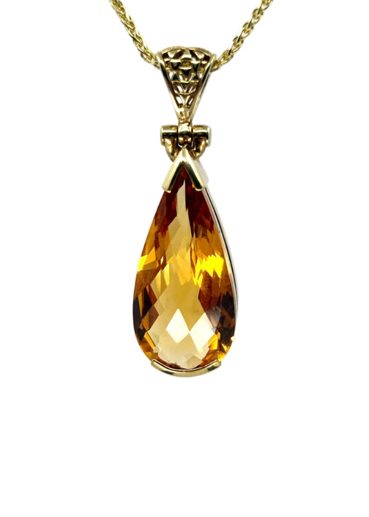 Golden Hydro Quartz Vibrational Gemstone Pendant