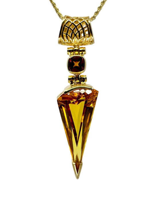 Cognac Sapphire + Citrine Fine Vibrational Gemstone Pendant