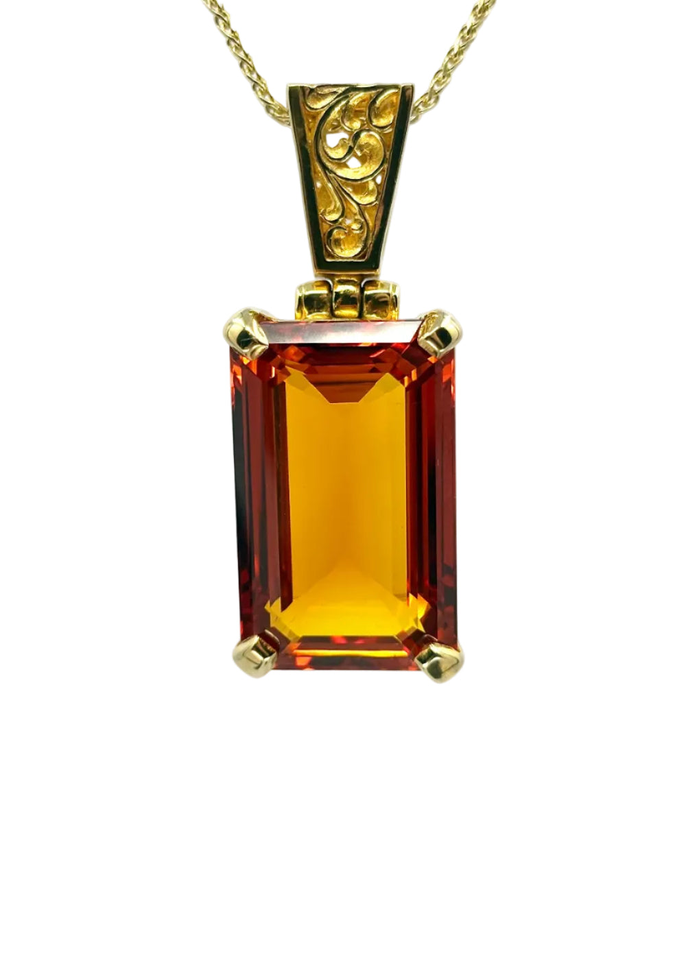 Cognac Sapphire Fine Vibrational Gemstone Pendant
