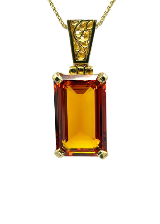 Cognac Sapphire Fine Vibrational Gemstone Pendant