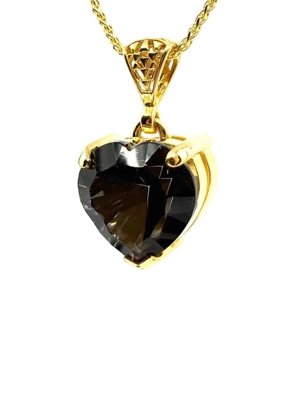 Midnight Mystic Quartz Heart Vibrational Gemstone Pendant