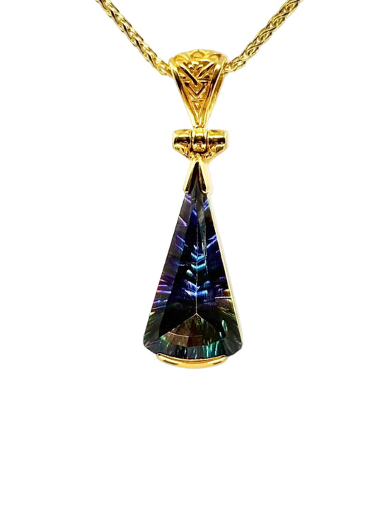 Luminous Heart Mystic Quartz Fine Vibrational Gemstone Pendant