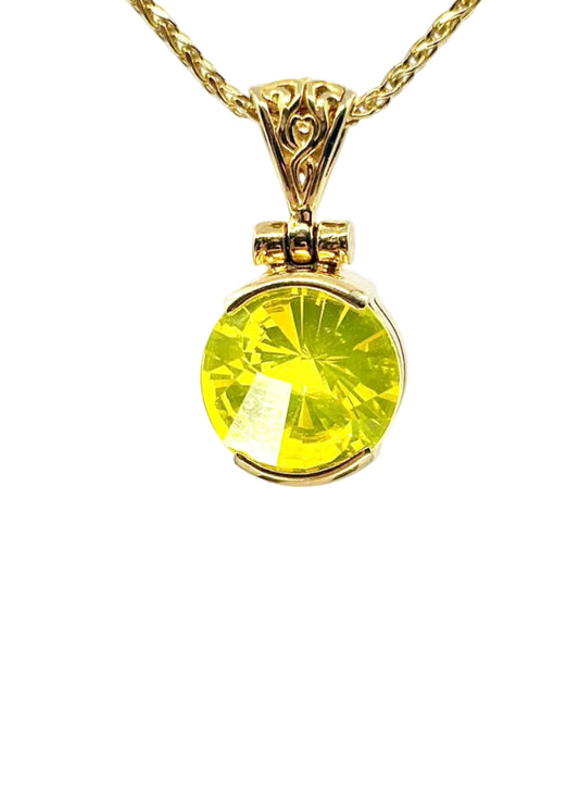 Neon Yellow Yag Garnet Fine Vibrational Gemstone Pendant
