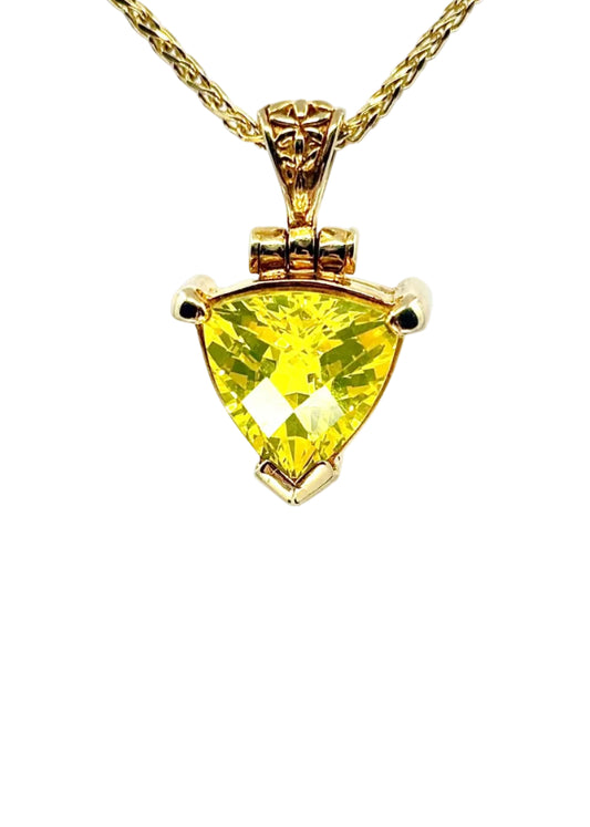 Neon Yellow Yag Garnet Fine Vibrational Gemstone Pendant