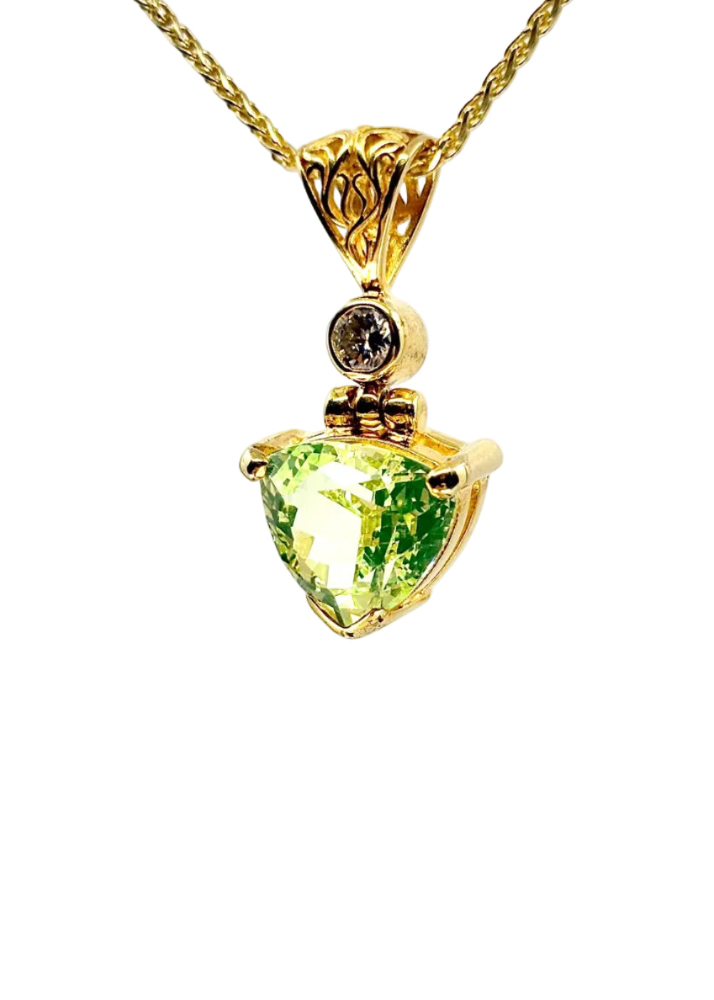 Mint Spinel + Moissanite Fine Vibrational Gemstone Pendant