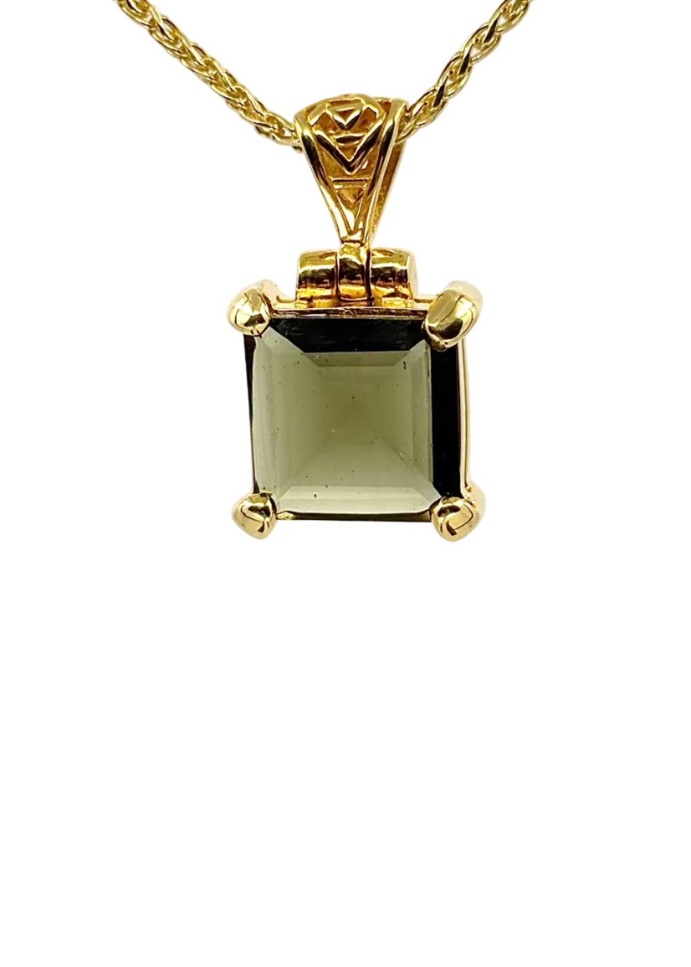 Faceted Moldavite Fine Vibrational Gemstone Pendant