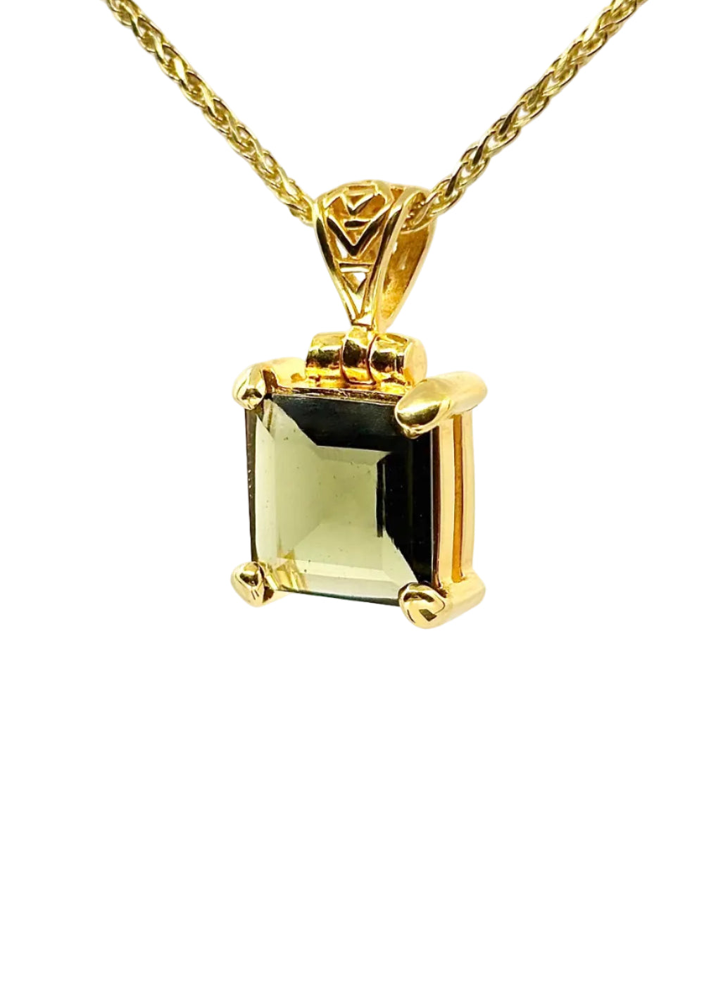 Faceted Moldavite Fine Vibrational Gemstone Pendant