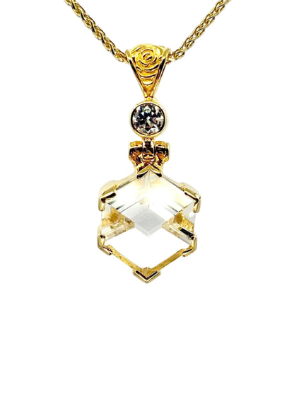 Portal Quartz + White Moissanite Vibrational Gemstone Pendant