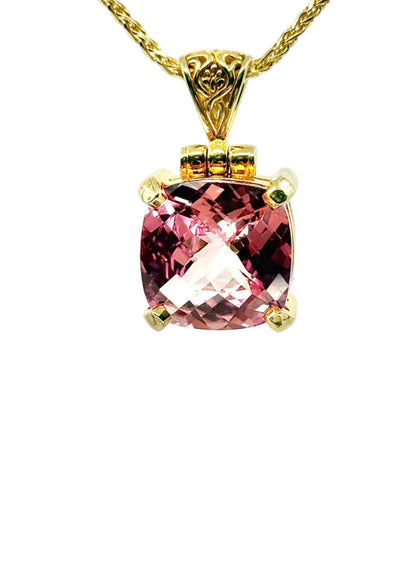 Imperial Pink Sapphire Square Pendant