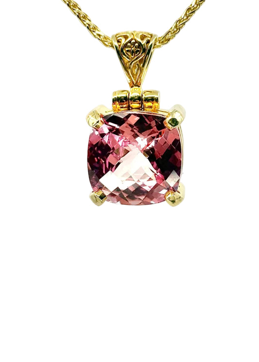 Imperial Pink Sapphire Square Pendant