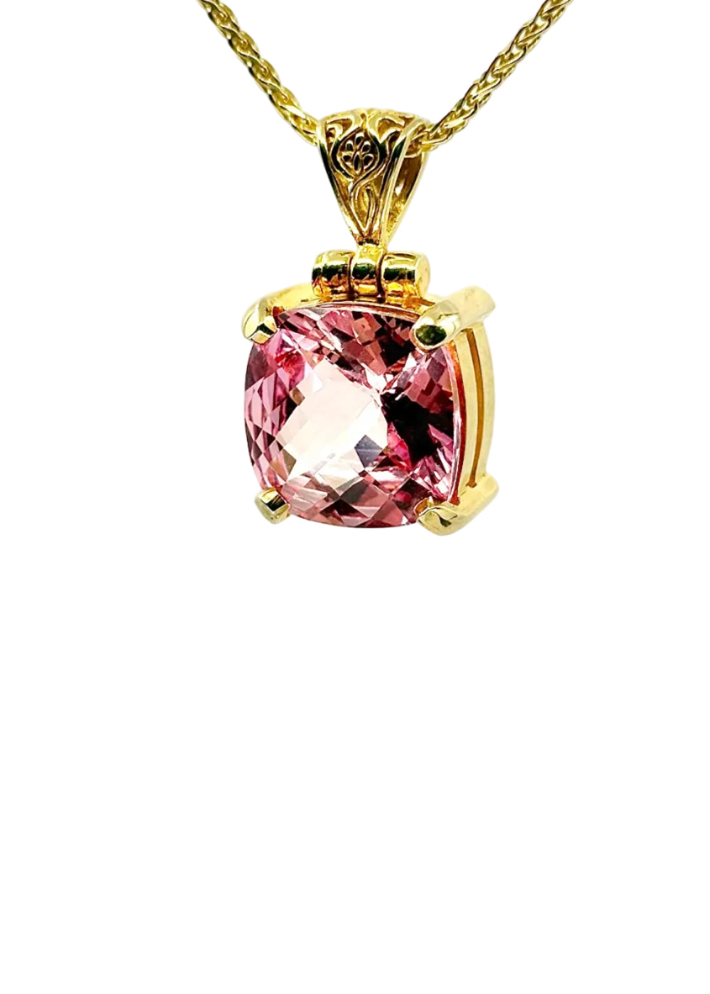 Imperial Pink Sapphire Square Pendant