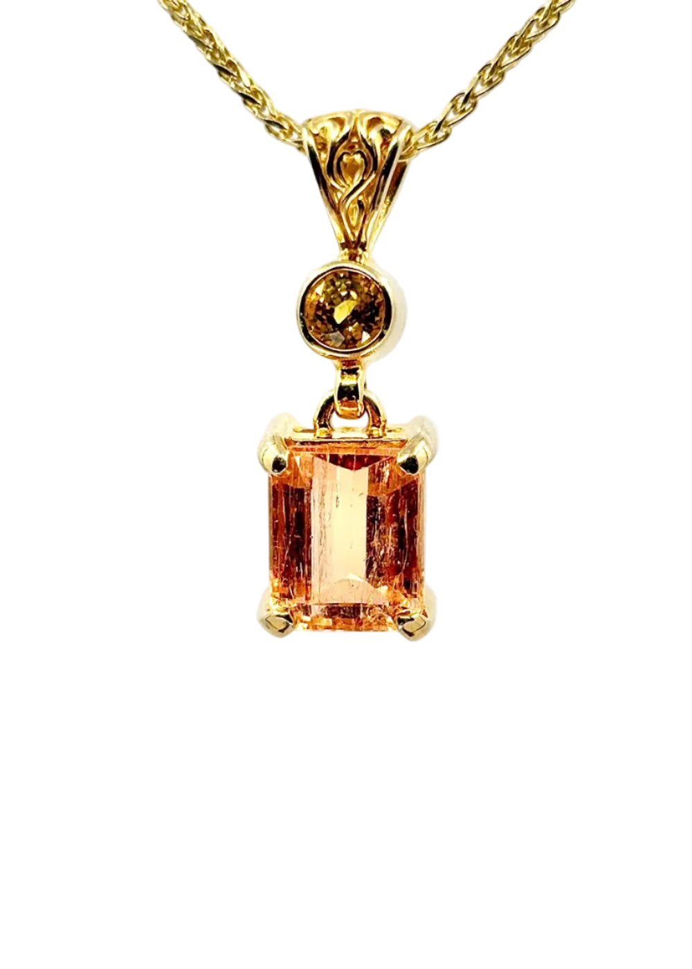 Imperial Topaz + Yellow Sapphire Fine Vibrational Gemstone Pendant