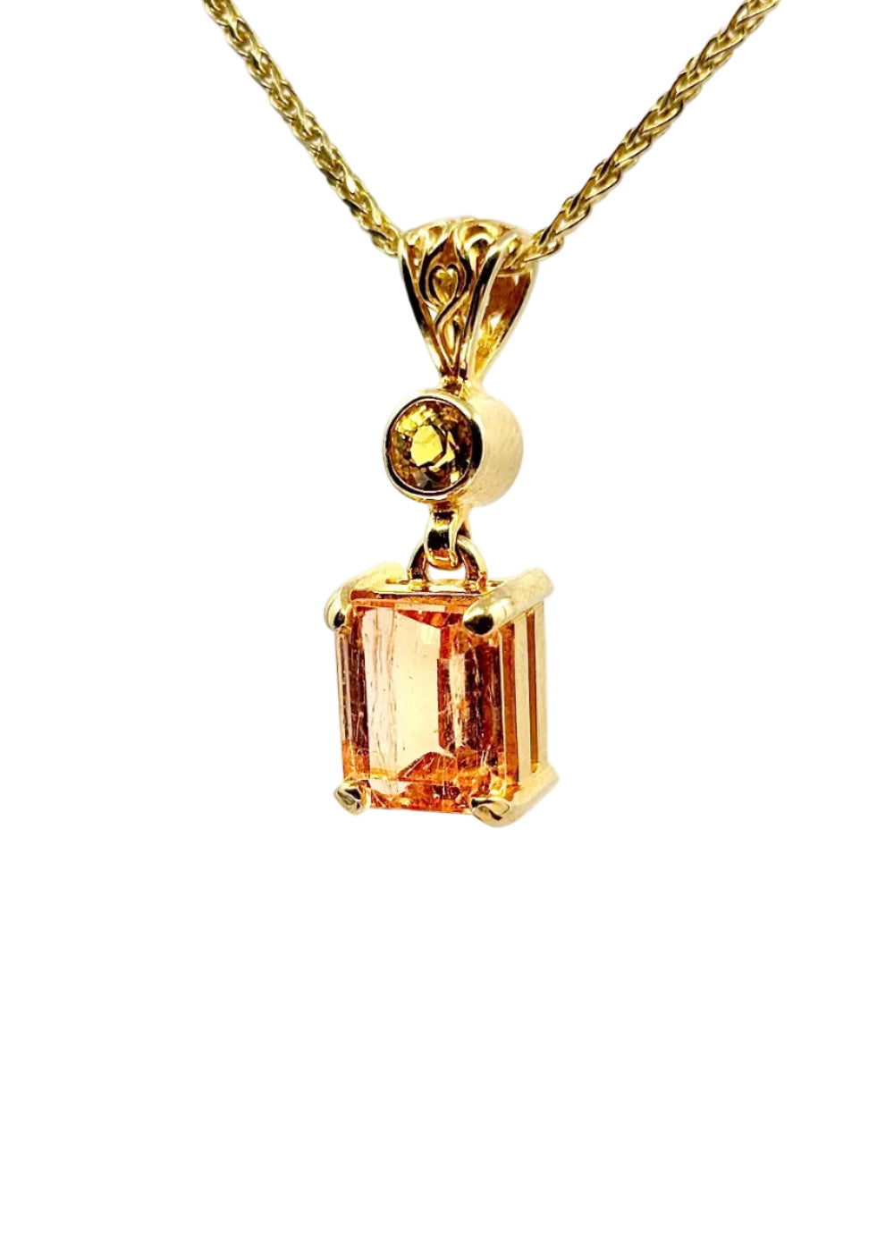 Imperial Topaz + Yellow Sapphire Fine Vibrational Gemstone Pendant