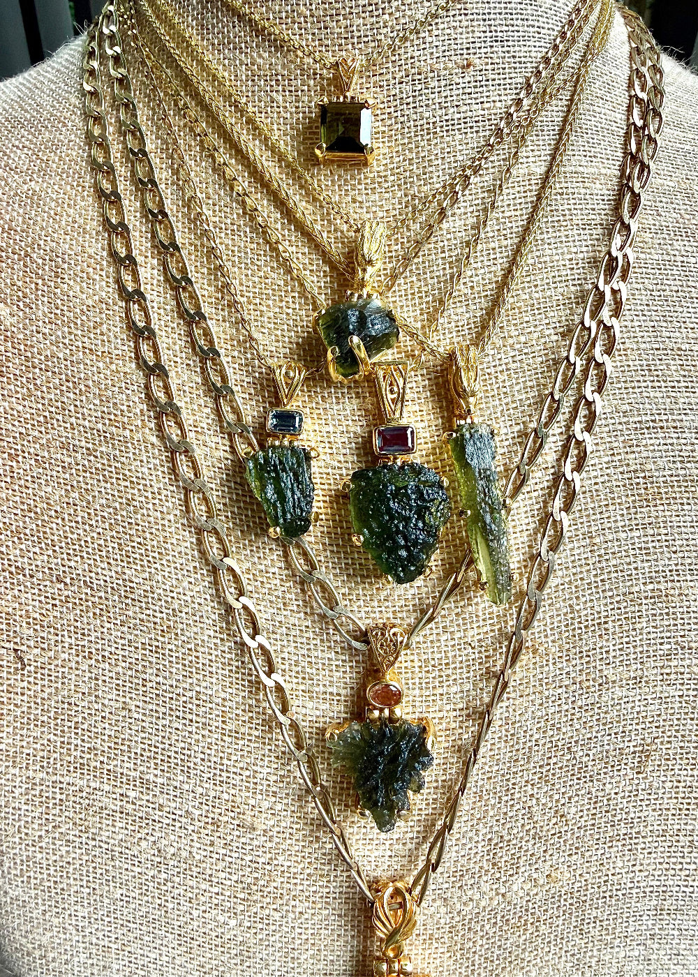 Faceted Moldavite Fine Vibrational Gemstone Pendant