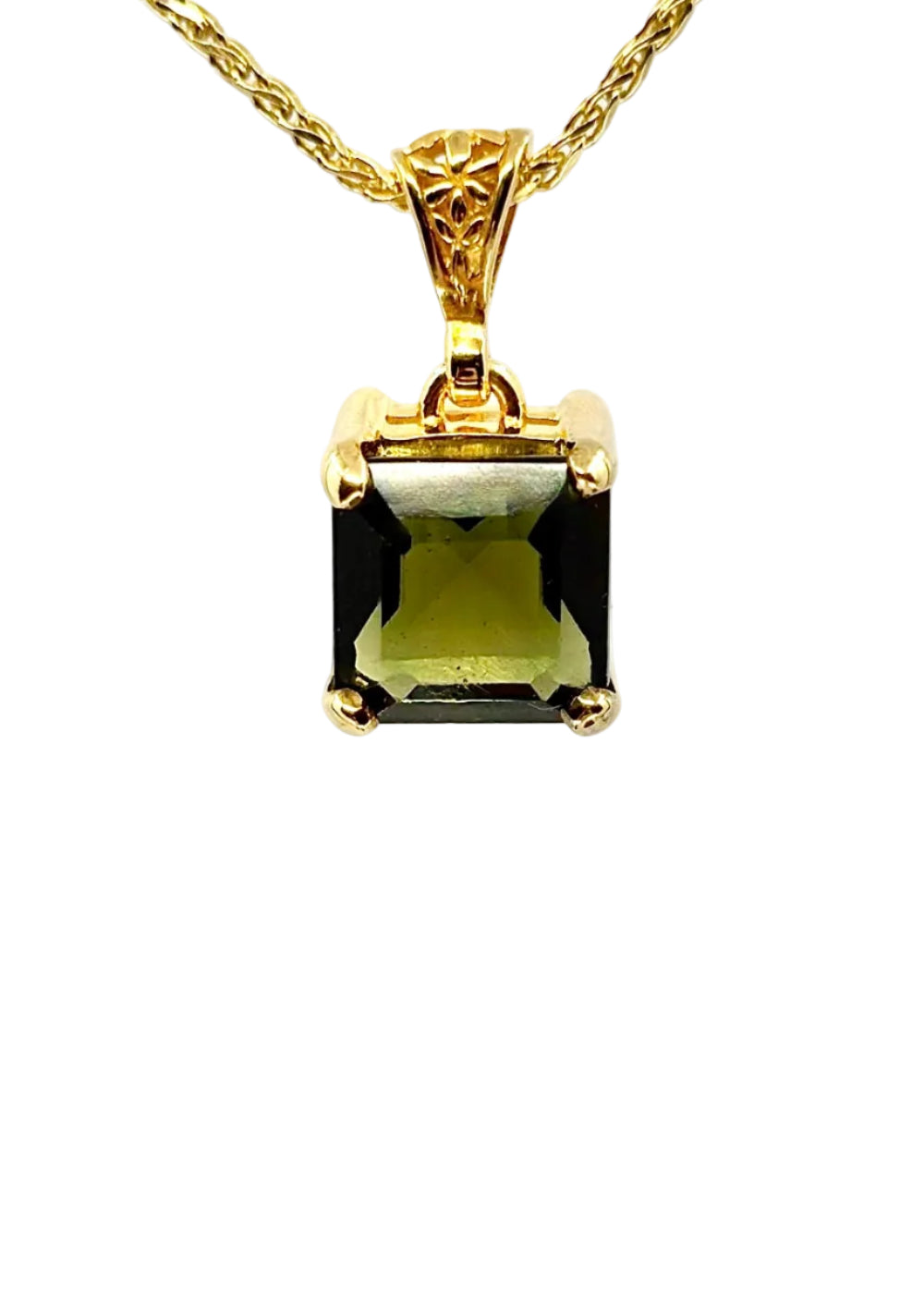 Faceted Moldavite Fine Vibrational Gemstone Pendant