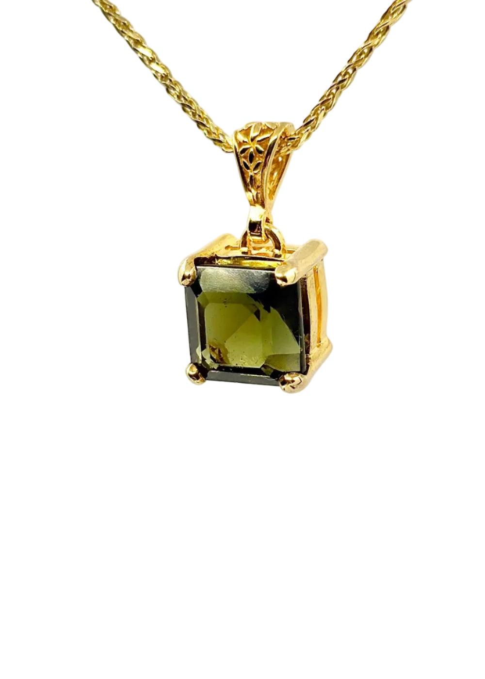 Faceted Moldavite Fine Vibrational Gemstone Pendant
