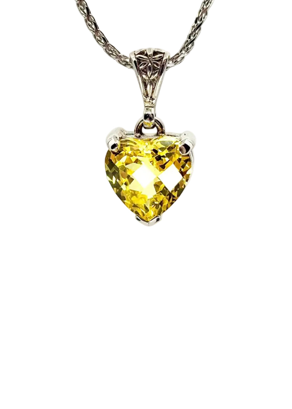 Yellow Sapphire Heart Fine Vibrational Gemstone Pendant