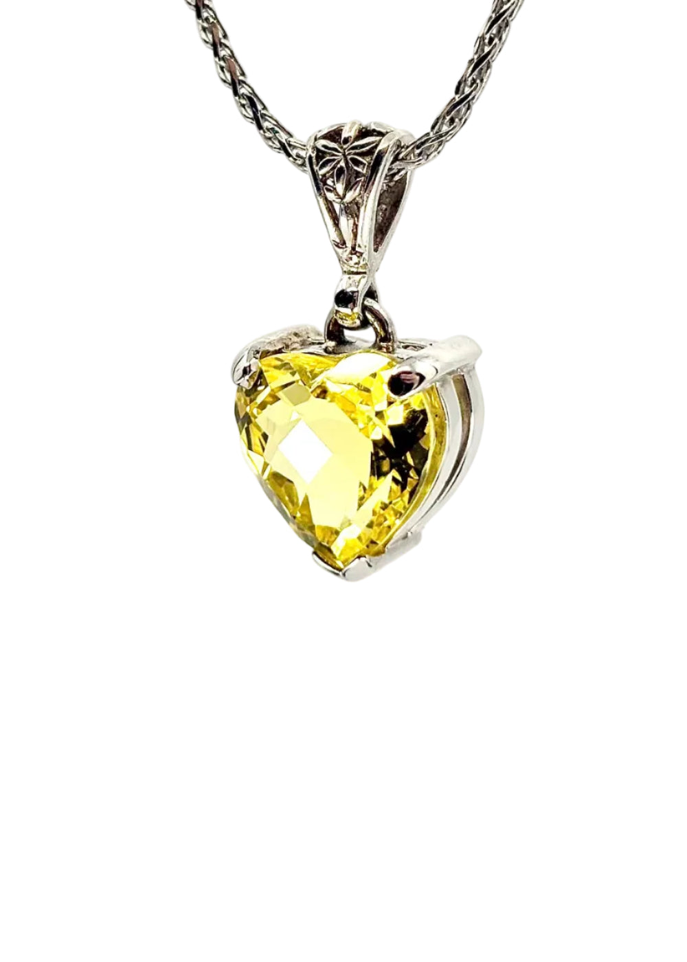 Yellow Sapphire Heart Fine Vibrational Gemstone Pendant