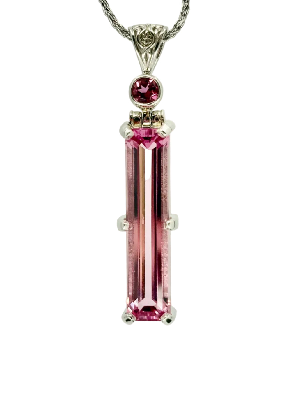 Crystalline Pink Beryl + Pink Tourmaline Vibrational Gemstone Pendant