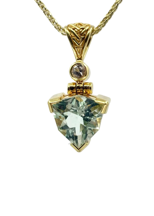 Seafoam Obsidian + Phenakite Vibrational Gemstone Pendant