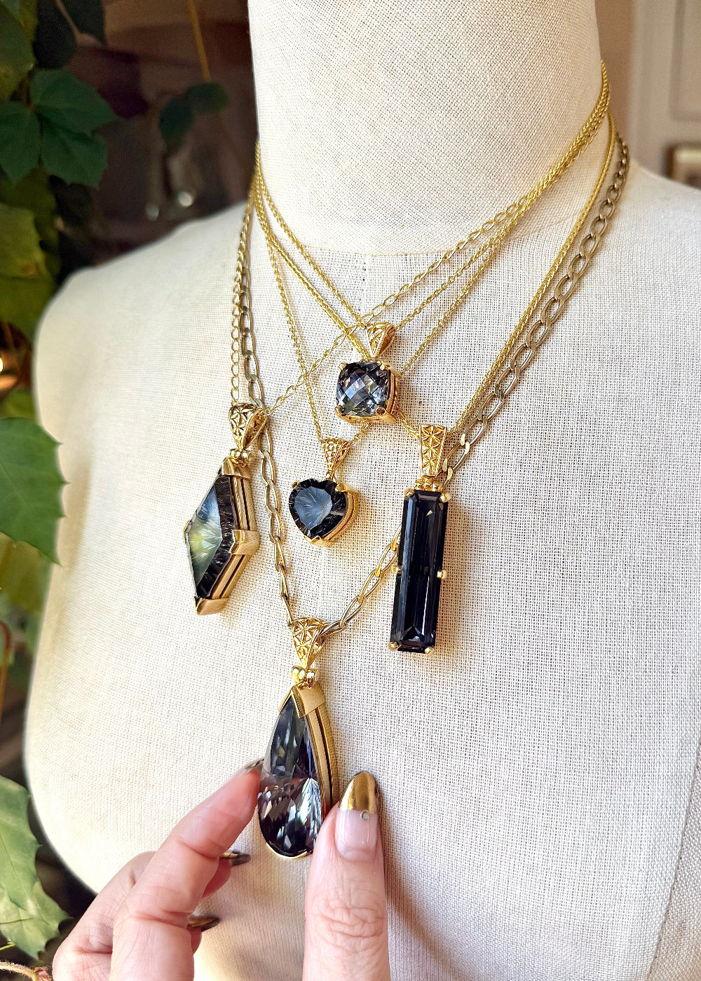 Midnight Mystic Quartz Heart Fine Vibrational Gemstone Pendant