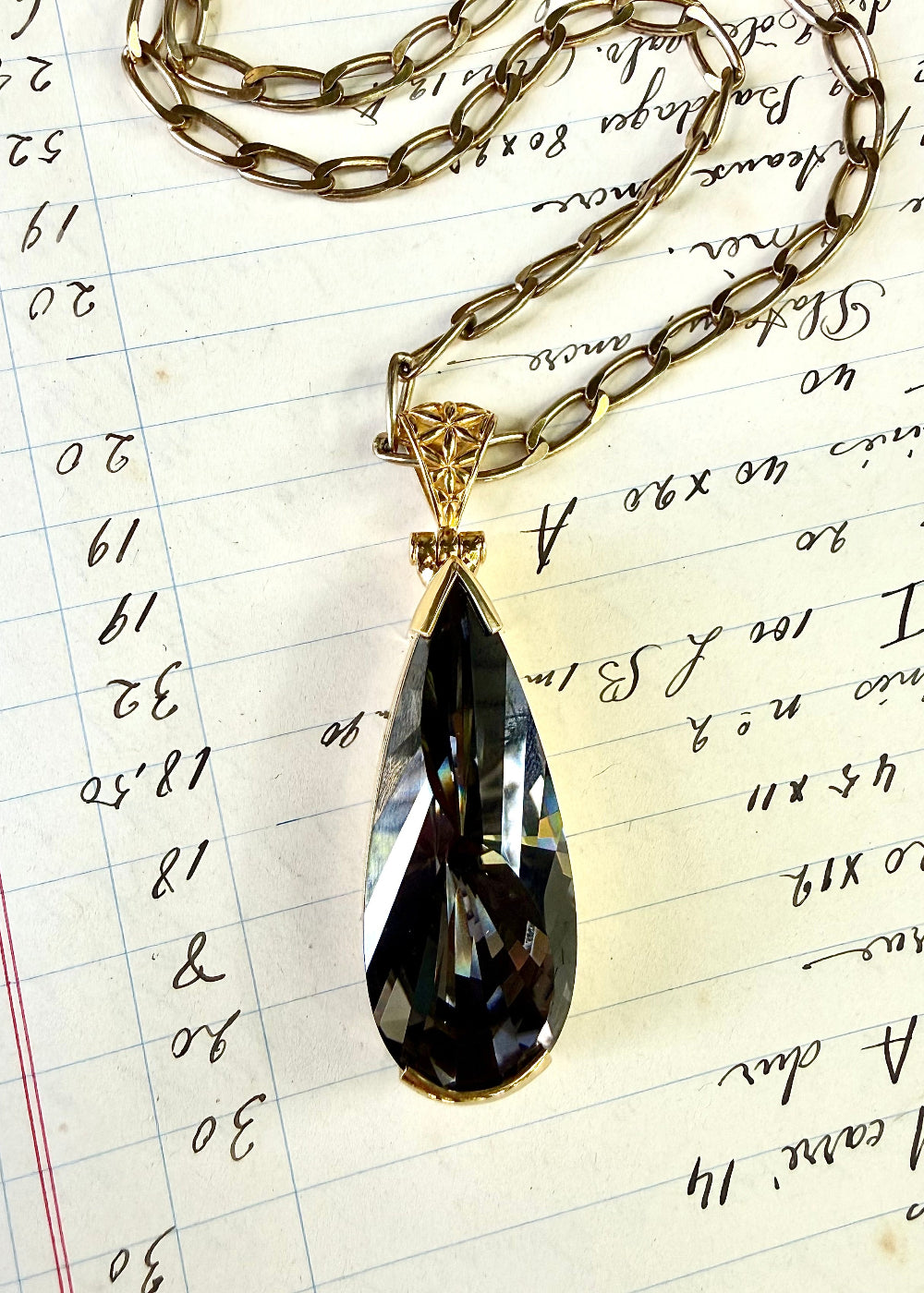 Large Midnight Mystic Teardrop/ Yin Yang Cut, Fine Vibrational Gemstone Pendant