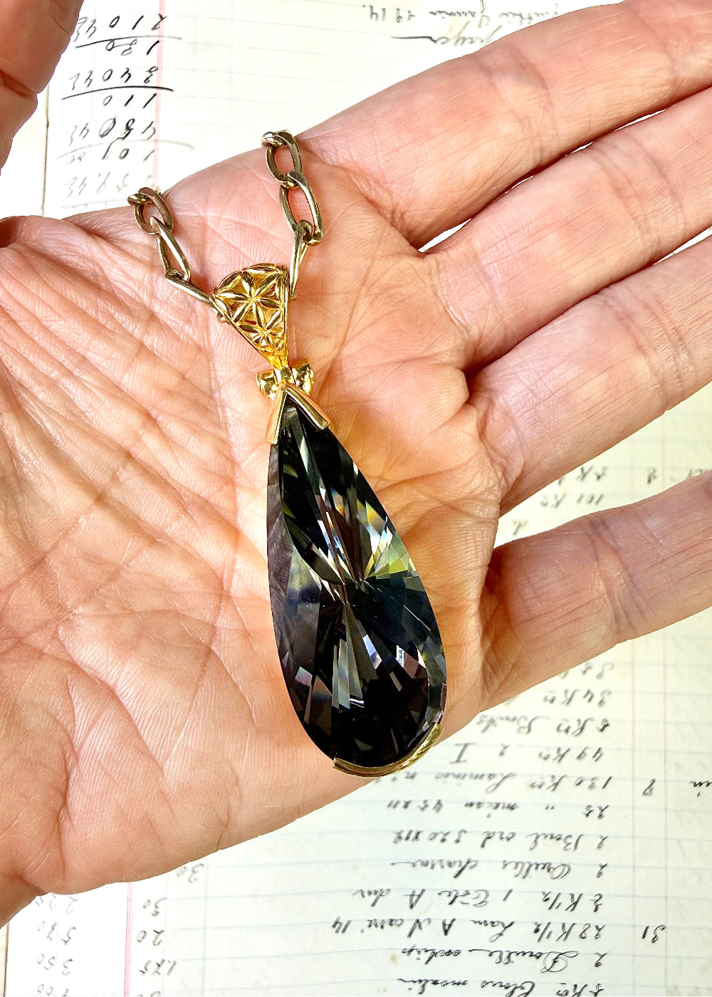 Large Midnight Mystic Teardrop/ Yin Yang Cut, Fine Vibrational Gemstone Pendant