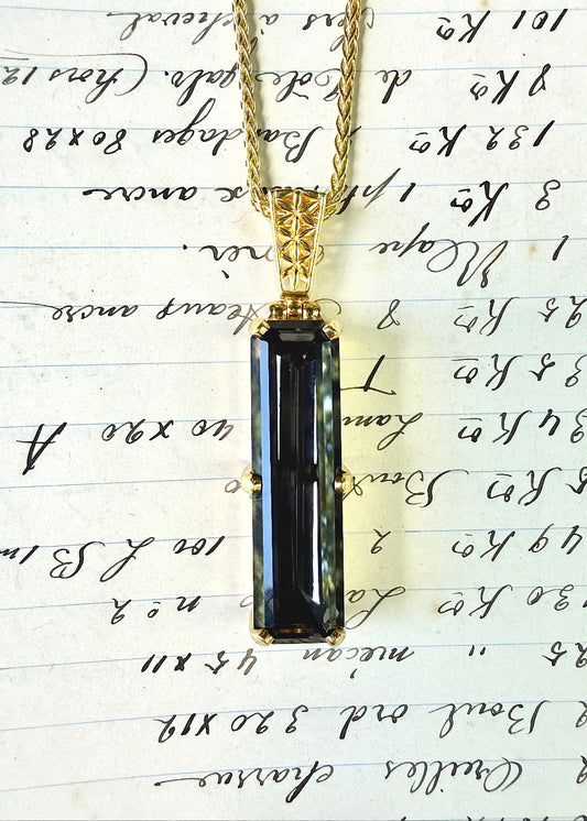 Midnight Mystic Quartz Rec Cut, Fine Vibrational Gemstone Pendant