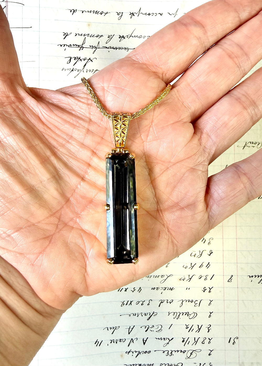 Midnight Mystic Quartz Rec Cut, Fine Vibrational Gemstone Pendant