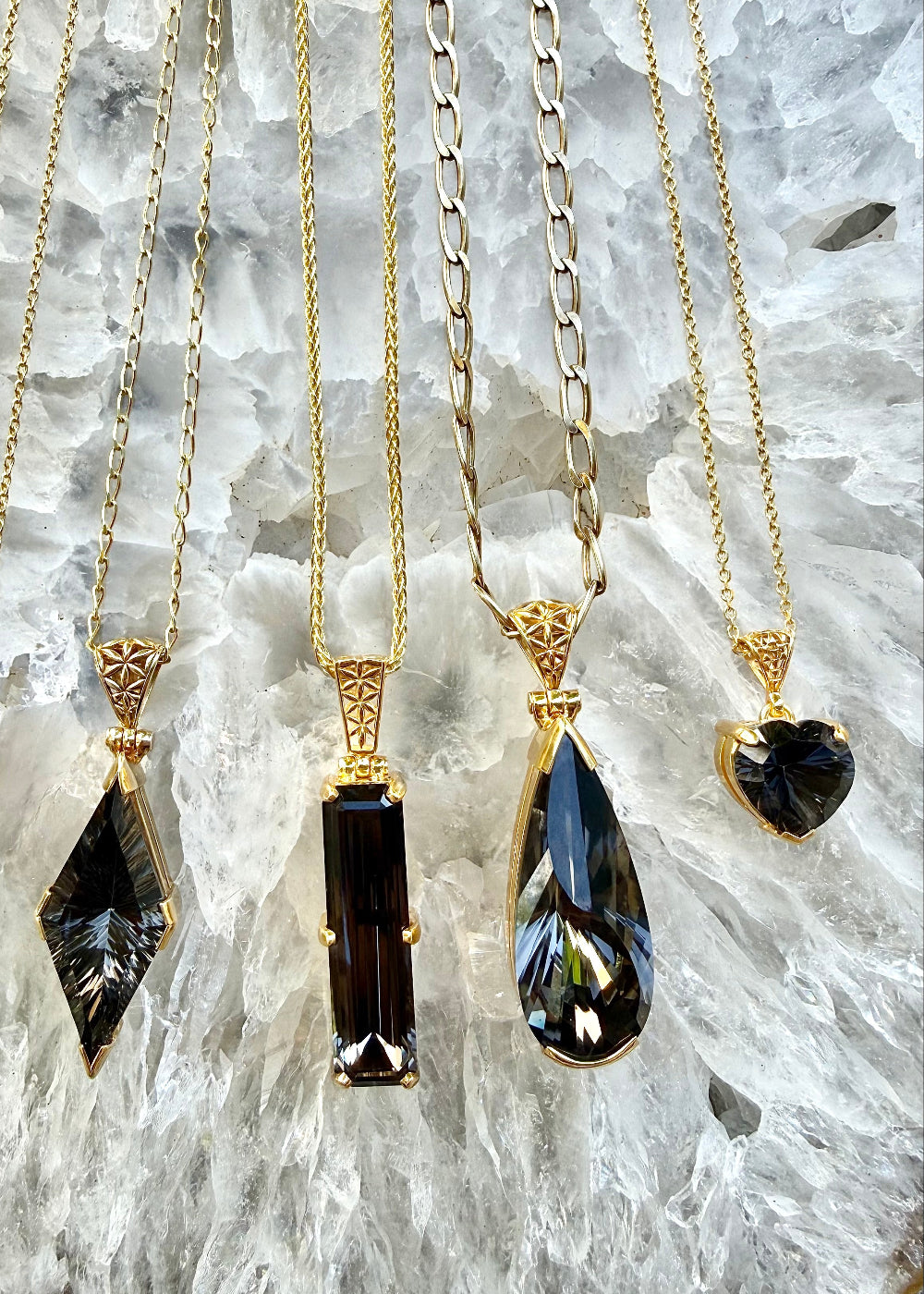 Midnight Mystic Quartz Heart Fine Vibrational Gemstone Pendant
