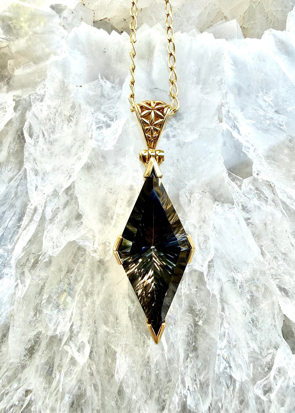 Midnight Mystic Quartz Fine Vibrational Gemstone Pendant