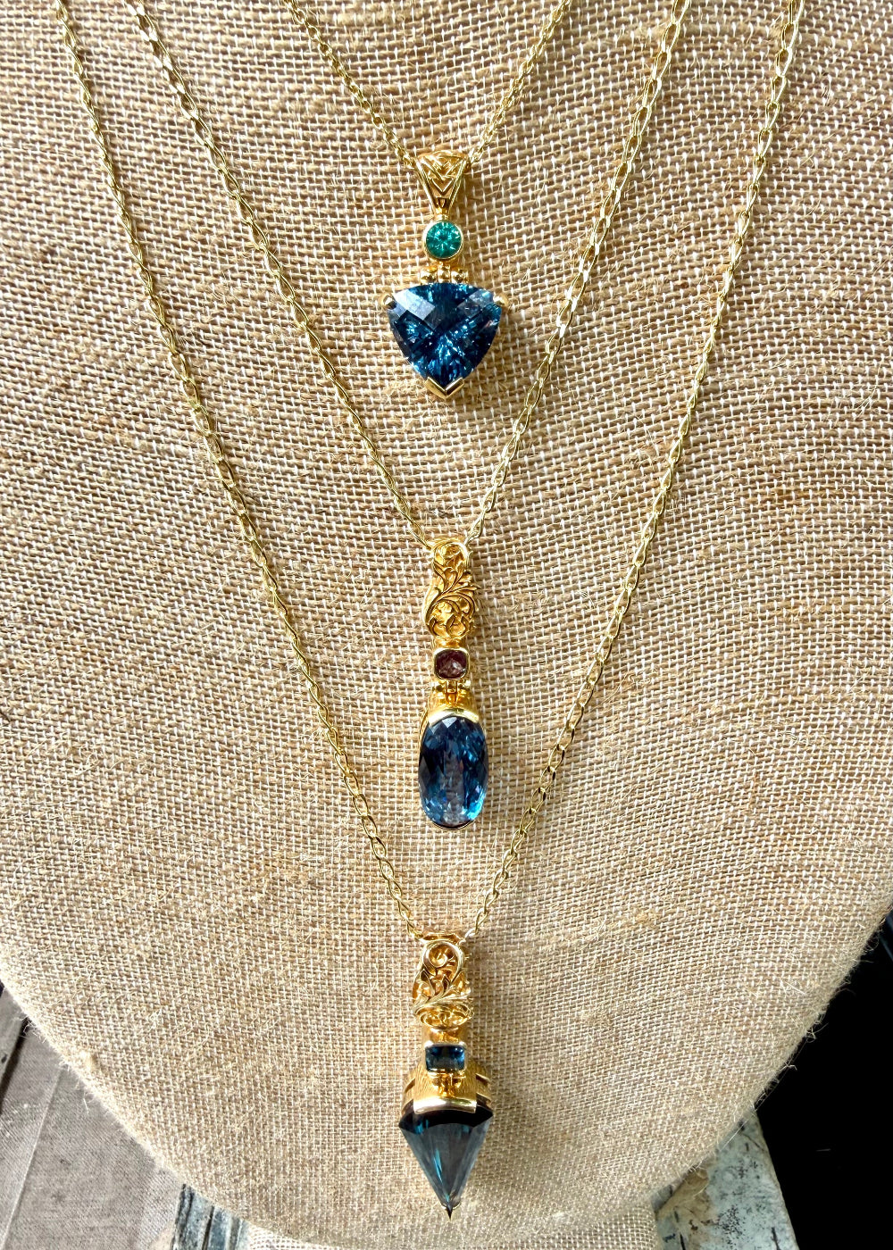 Blue Green Spinel + Alexandrite Chrysoberyl Fine Vibrational Gemstone Pendant