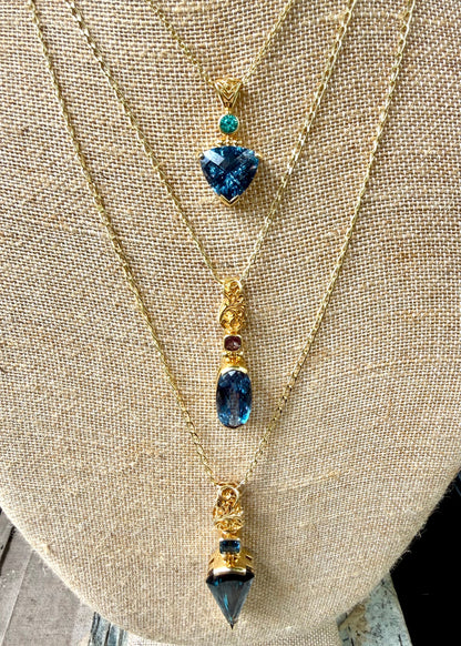 Blue Green Spinel + Alexandrite Chrysoberyl Vibrational Gemstone Pendant