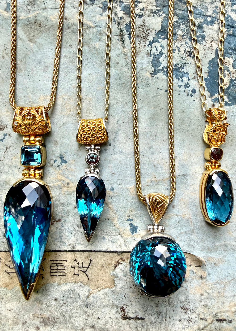 Blue Green Spinel + Alexandrite Chrysoberyl Fine Vibrational Gemstone Pendant