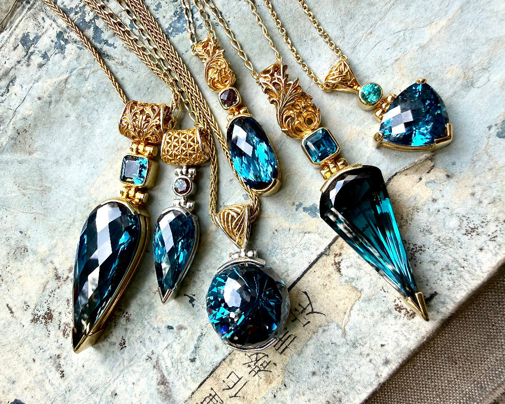 Blue Green Spinel Fine Vibrational Gemstone Pendant