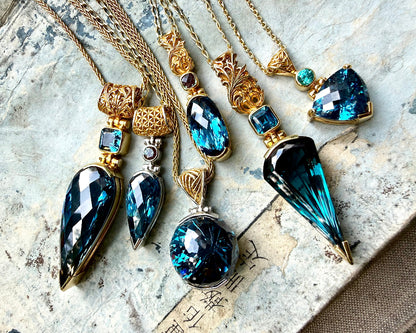 Blue Green Spinel Fine Vibrational Gemstone Pendant