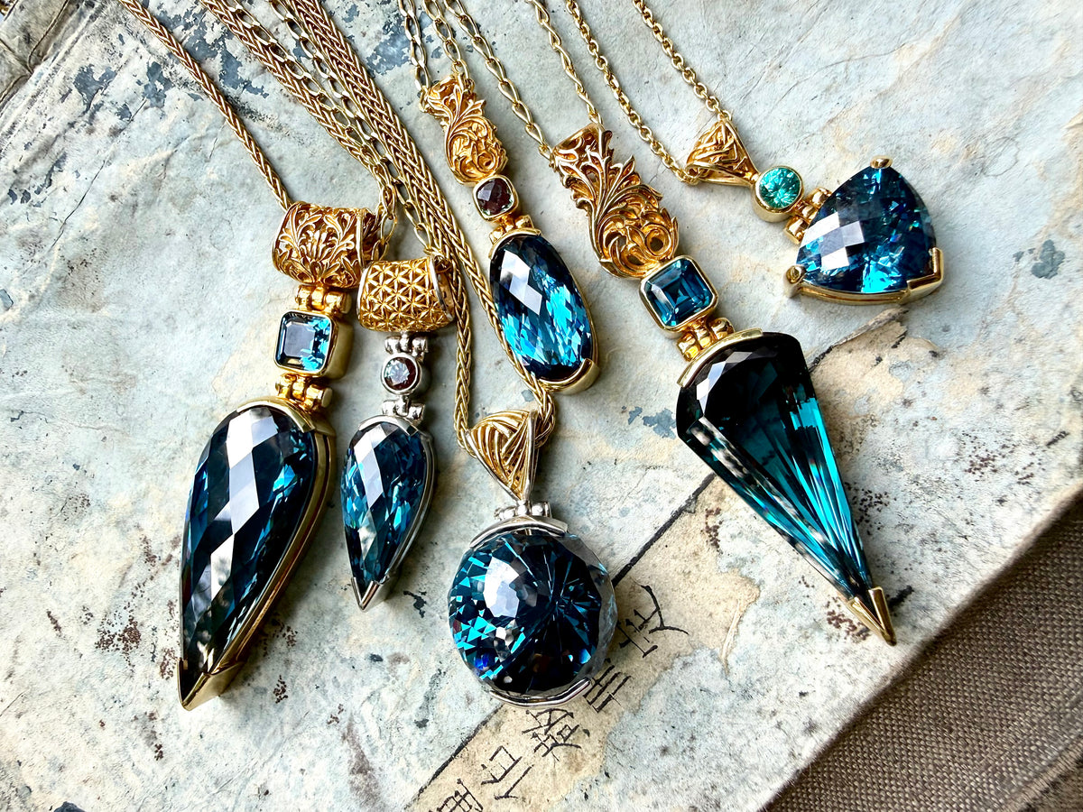 Blue Green Spinel Fine Vibrational Gemstone Pendant