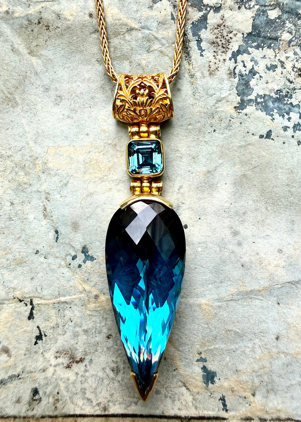 Blue Green Spinel Fine Vibrational Gemstone Pendant