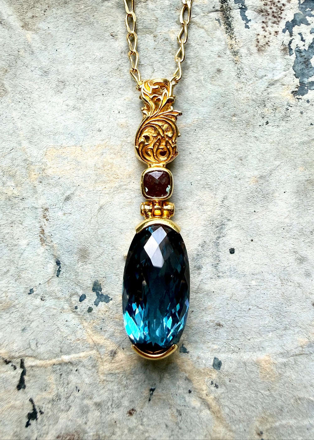 Blue Green Spinel + Alexandrite Chrysoberyl Fine Vibrational Gemstone Pendant