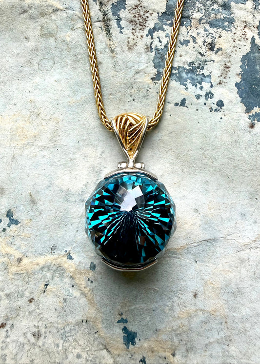 Blue Green Spinel Fine Vibrational Gemstone Pendant