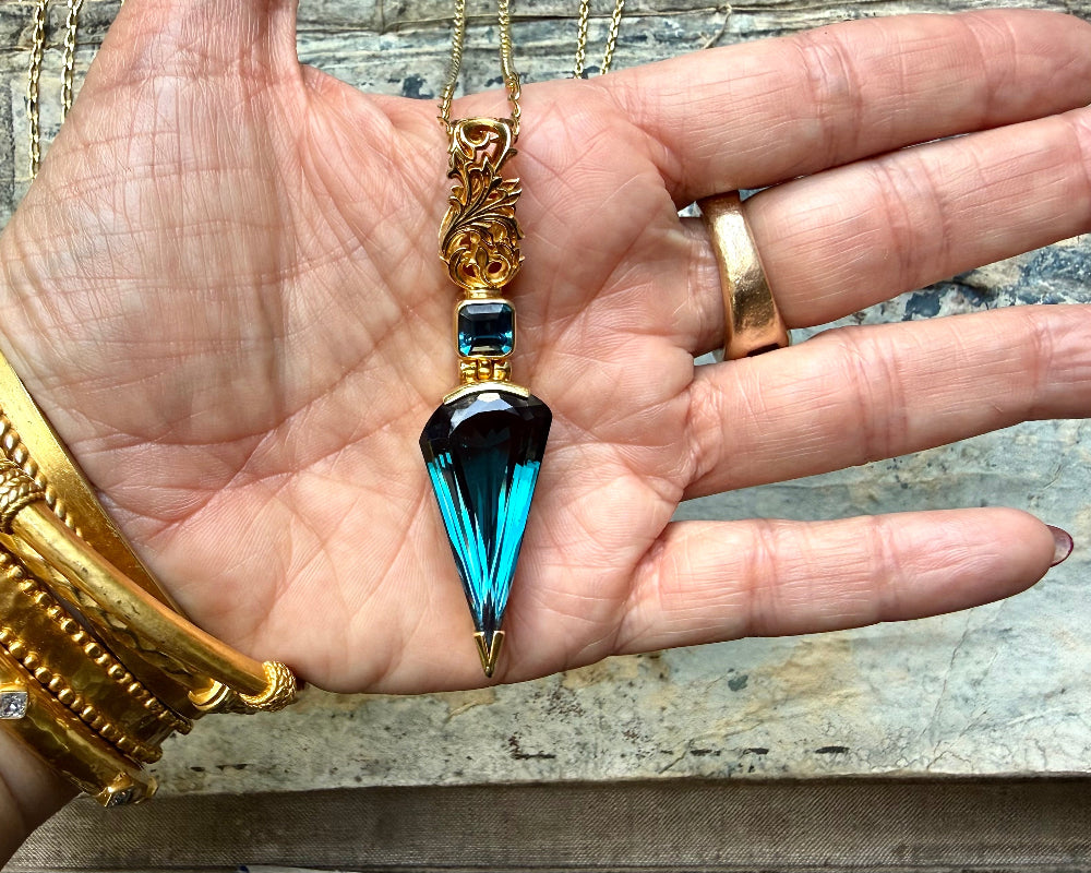 Blue Green Spinel Fine Vibrational Gemstone Pendant